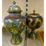 Two Cloisonne lidded vases (2)