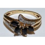 A 9ct gold sapphire and diamond dress ring