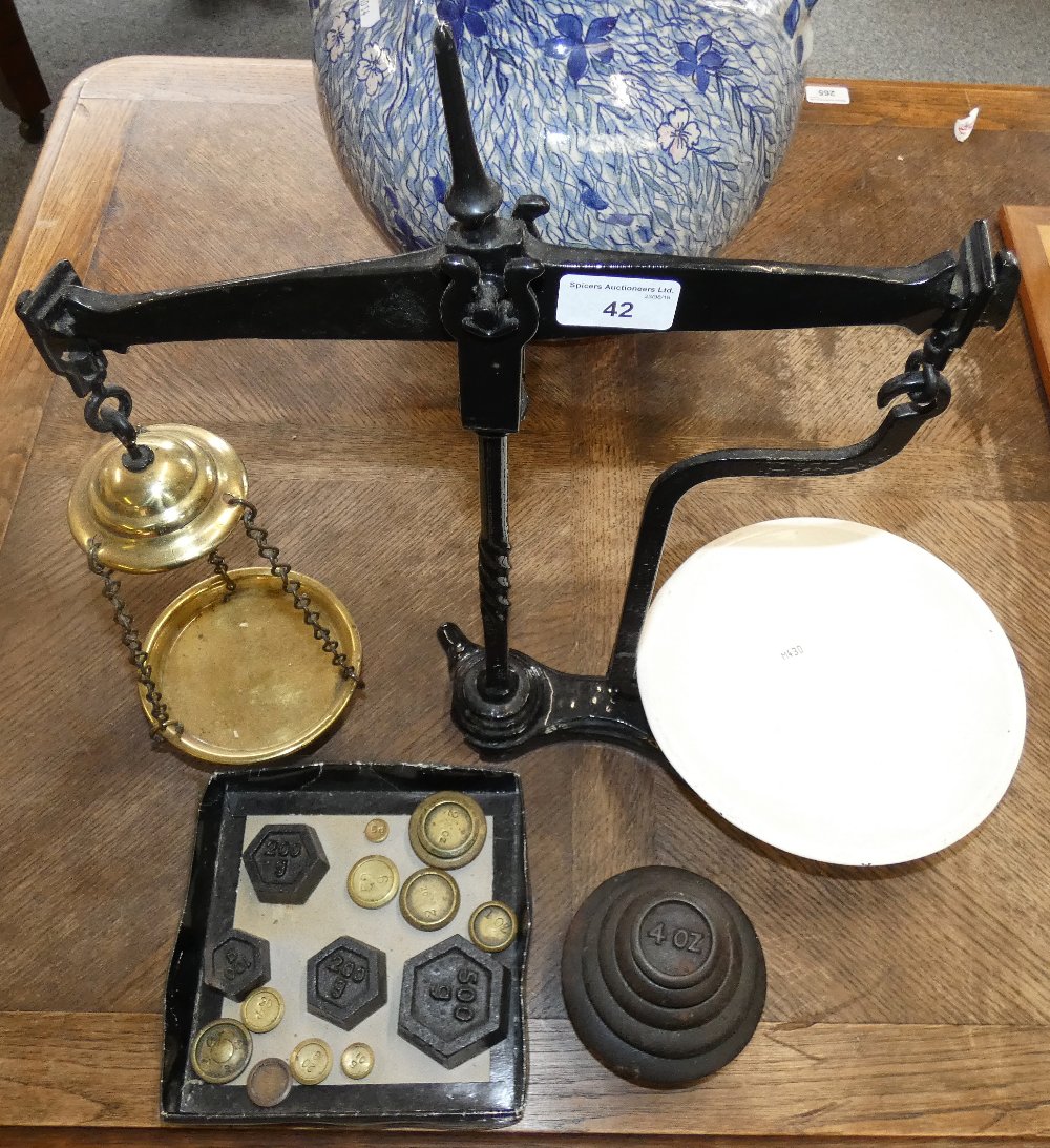 A set of scales and miscellaneous weights