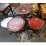 A gout stool, four wine tables and two stools (7)