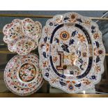 A large Victorian Hicks & Meigh stone china ironstone meat platter together with ironstone china