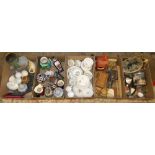 A jewellery box, railway lamp, sea shells, oriental lidded vases, Wedgwood lidded tobacco jar,