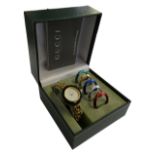 Gucci - A lady’s gilt metal quartz wristwatch, model 1200 with interchangeable bezels