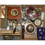 Two boxes of various English and French electroplated wares