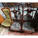 A set of four Hepplewhite style mahogany dining chairs and a mahogany upholstered nursing chair (5)