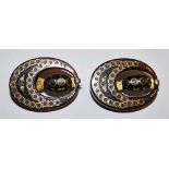 A pair of Victorian tortoiseshell pique brooches