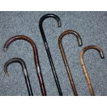 Five silver mounted walking sticks, various dates