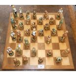 A chess board and pieces