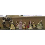 A selection of ceramic figurines including Coalport, Staffordshire, Royal Doulton 'Happy