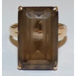 A 14k gold smoky quartz dress ring
