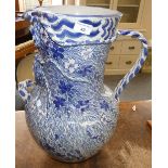 A substantial blue and white decorated ceramic jug, 50 cm tall