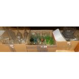 A collection of decanters, drinking glasses, crystal table lamp, etc (3)