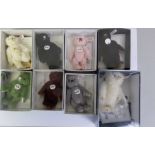 A collection of eight Steiff miniature button in ear club bears, 2007 - 2014, to include White