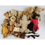 Fifteen various vintage teddy bears and plush toys, to include a No. 1604 'Lottie & Scottie' from