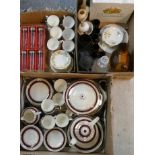 A quantity of Crown Ducal dinner ware, Dutchess tea ware, boxed crystal Murano drinking glasses,