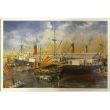 After R.G. Lloyd, "S.S. Viking Star in a Chinese port", limited edition print 48/50, signed in