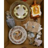 Royal Doulton four seasons plates, together with Brambly Hedge Nao figurines and novelty teapots