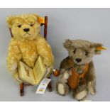 A Steiff "Grandpa Bertie Bear" with waistcoat and pipe, EAN 654527, with dark brown mohair and swing