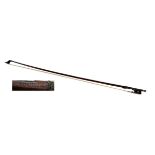 A violin bow stamped Tourte, the ebony frog inlaid with mother of pearl eye and with a silver