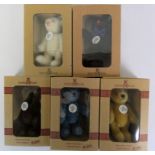 A collection of five Steiff miniature button in ear club bears, 1997 - 2001, to include Blond