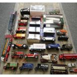 Boxed and unboxed models including Corgi, Dinky. Boxed model of a Mallard steam engine, Morris Minor