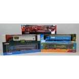 Corgi - five various diecast articulated lorries comprising four Scania curtainsiders and one ERF