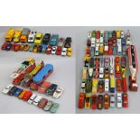 Approximately sixty play worn Matchbox and Corgi diecast models, circa 1970's/80's