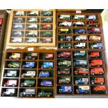 Sixty diecast models, Days Gone, Lledo, Corgi with display shelves/cabinet (4)