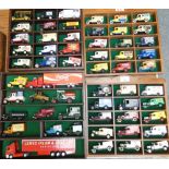 Fifty-seven diecast models including, Days Gone, Corgi, Lledo with display shelving (4)