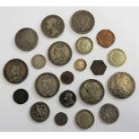 Silver coins to include six crowns Victoria and George III and a Maria Theresa Thaler florins,