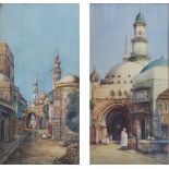 A pair of watercolours, Middle East scenes