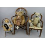 A Robin Rive limited edition 31/300 bear, White Rose bears 'Maisie' including three dolls chairs