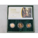 A proof three-coin sovereign collection 2006, £2, sovereign and half sovereign, case and