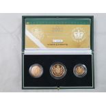 A proof three-coin sovereign collection 2002, £2, sovereign and half sovereign, case and