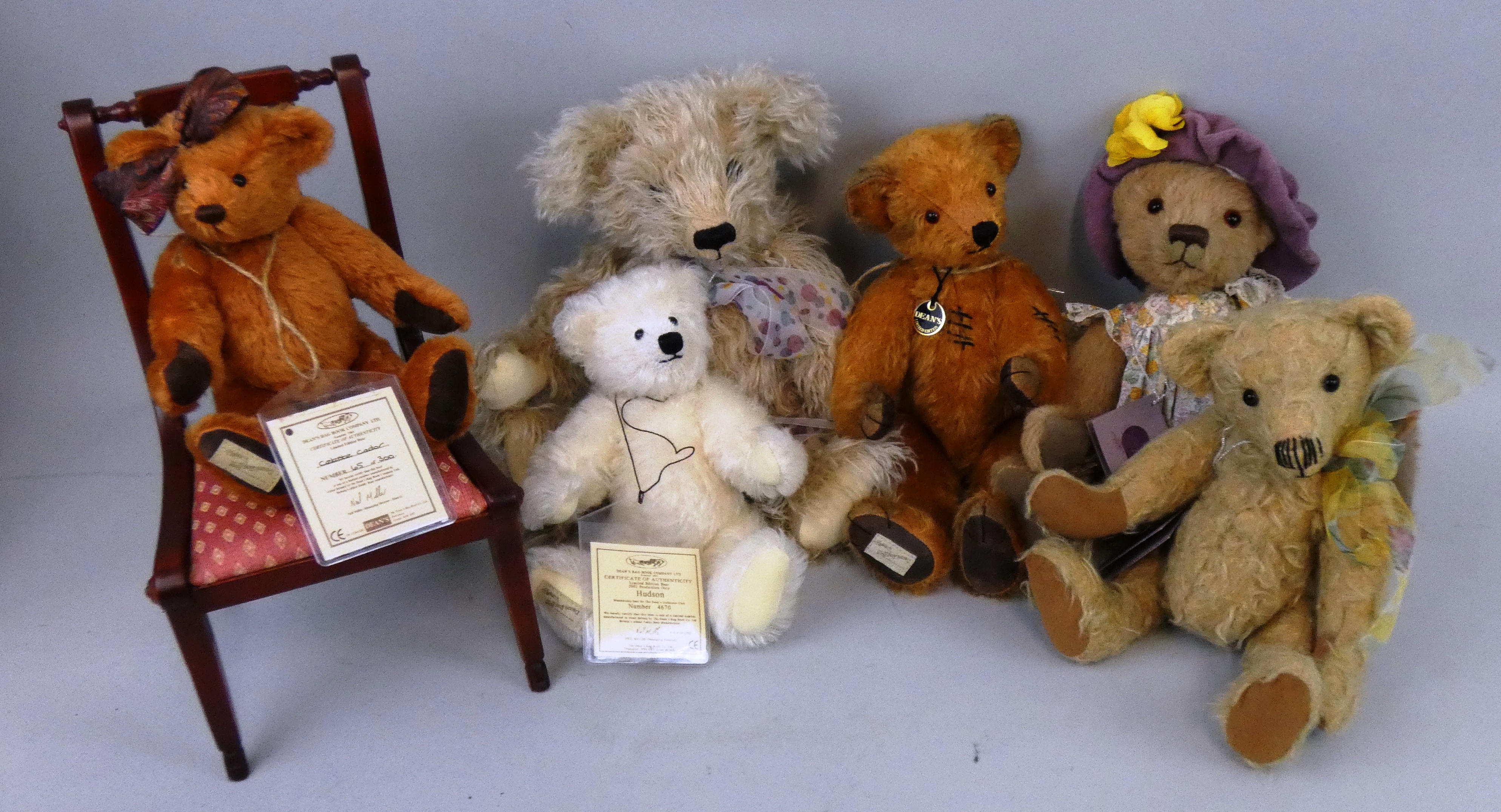 Deans limited edition 'Charity' bear 2000, limited edition 'Hudson' bear number 4670, 'Celeste'