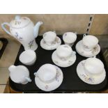 A Shelley wild flowers pattered tea service comprising teapot, milk jugs, sugar bowl and six cups