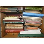 A box of books relating to book binding and the care and repair of books, including pamphlets of