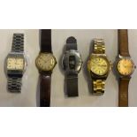 A Smith's digital wristwatch and four other gentleman's wristwatches