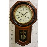 A mahogany framed 31-day regulator style wall clock