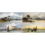 A pair of gilt framed coastal scenes by Robert Anderson, together with a pair of landscapes with