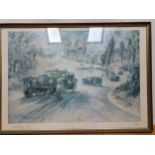 A Bryan De Grineau limited edition print, Le Mans 1929, 66/250, signed by Walter Hassan OBE in