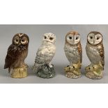 A group of four Beswick Royal Doulton decanters modelled as owls, containing Whyte & Mackay or