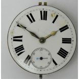 Of Driffield interest - Thomas Stockdale, Driffield, a pocket watch movement, the white enamel two