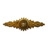 A Victorian 15ct gold and pearl brooch, Chester 1898, of panel form with central star set half