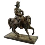 A French mid 19th century bronze of a mounted Cavalier, cast by Vittoz, signed Vittoz Bronzier,