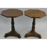 A mahogany octagonal side table, to a turned column with tripod base, diameter 45 cm.