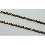 A 9ct rose gold box link necklace, weight 24 gm, length 47 cm.