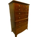 A 19th century mahogany chest on chest, the upper section composed of two dummy short drawers,