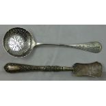 A French silver sugar sifter spoon, bearing control marks, Minerva 950 standard and maker EC, with