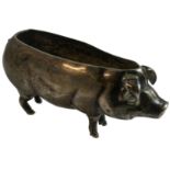 An Edwardian silver novelty pig pin cushion, by Adie & Lovekin Ltd, Birmingham 1906, lacking tail